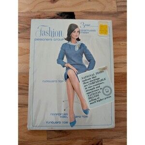 Vintage Nylons 1960s NIB NOS 3 Pair Brown Seamless Mesh Spicetone 10.5